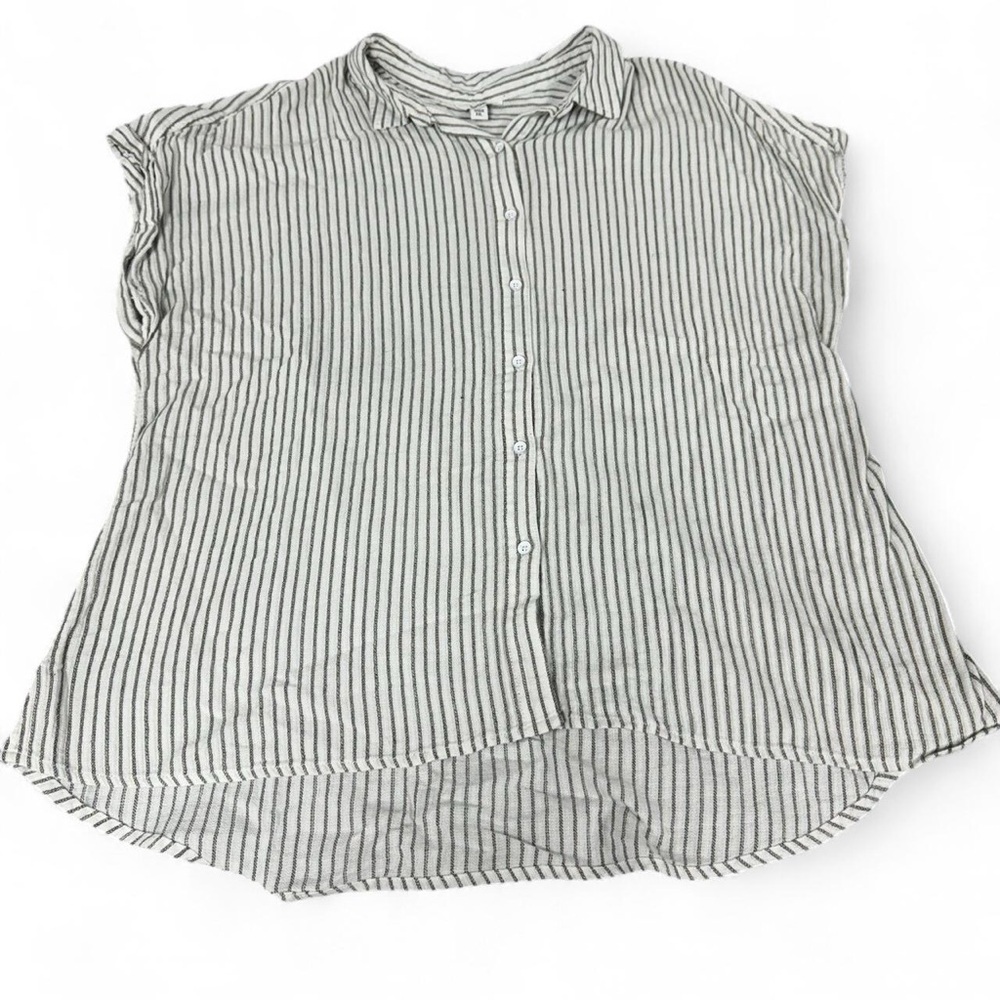 Sonoma Short-Sleeve Striped Button-Down Top